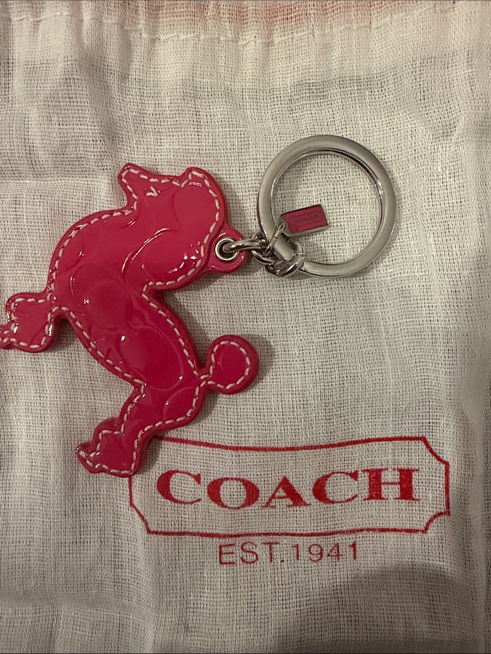 Coach pink poodle keychain